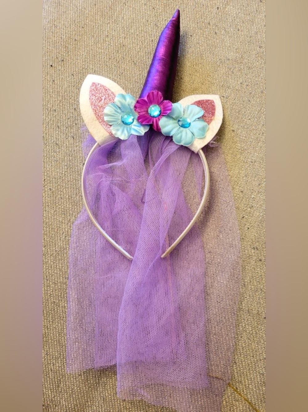 Purple Unicorn Headband with flowers
